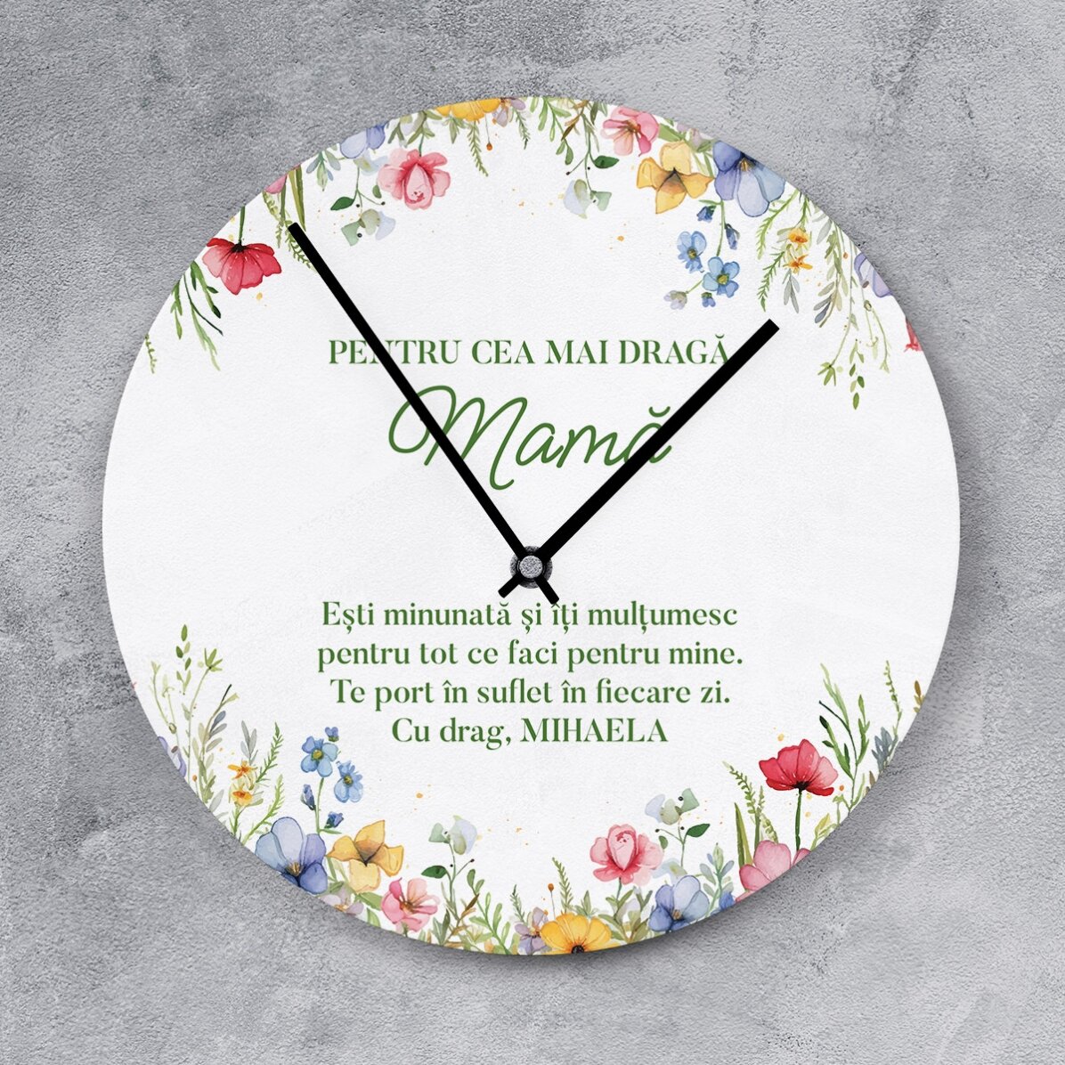 Ceas personalizat cu mesaj de apreciere - Floral