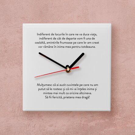 Ceas pătrat personalizat cu mesaj