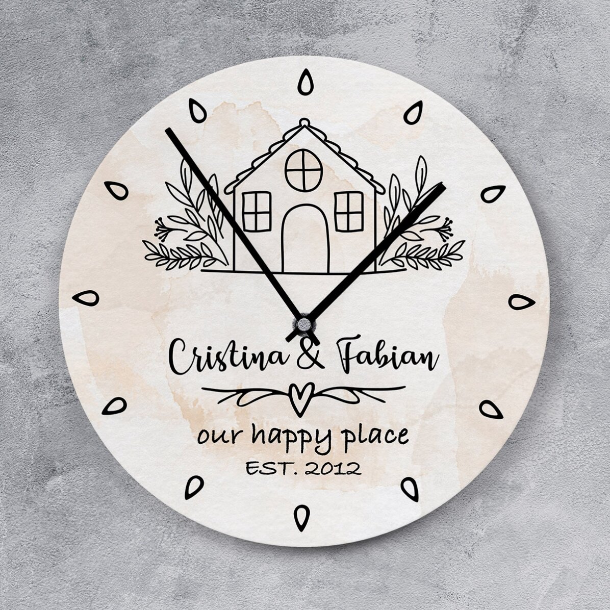 Ceas personalizat cu text - Happy place