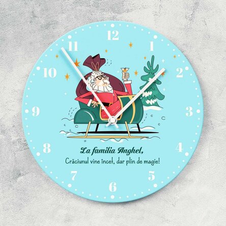 Ceas personalizat cu text - Moș Crăciun relaxat
