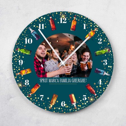 Ceas personalizat cu text și poză - Ora de șpriț