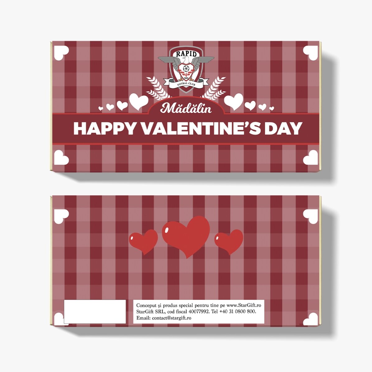 Ciocolată FC Rapid personalizată cu text - Valentine