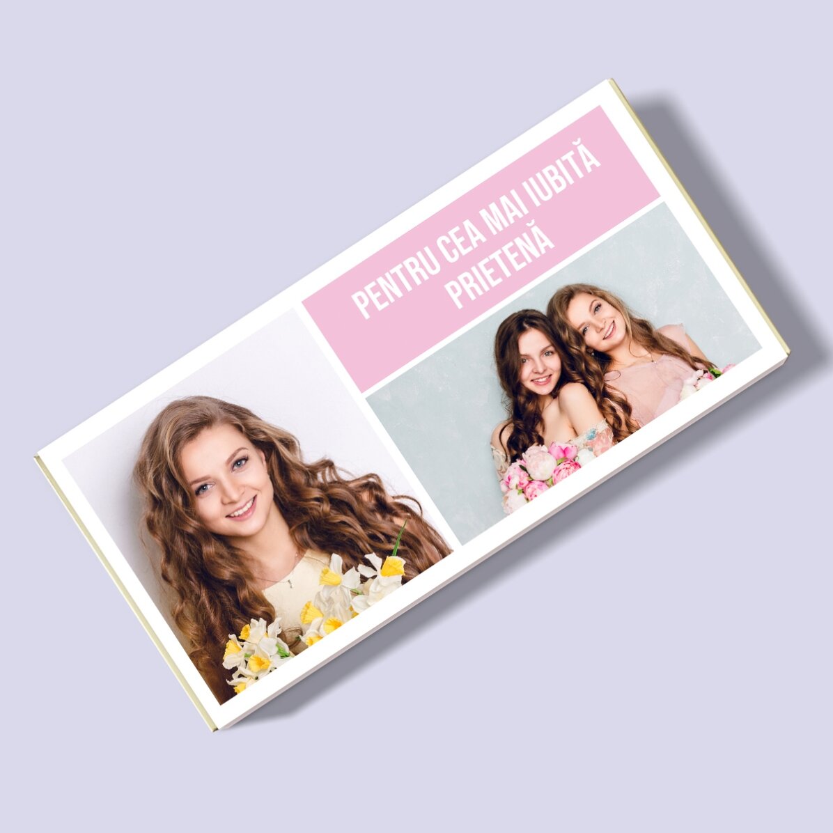 Personalised chocolate with 2 photos and text