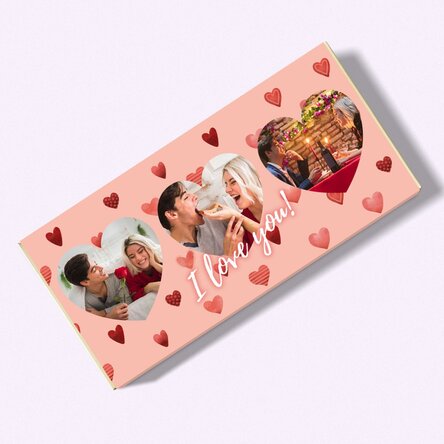 Ciocolată personalizată cu 3 poze - I Love you!