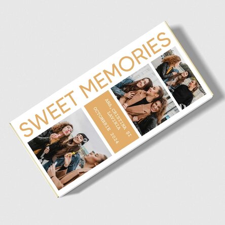 Ciocolată personalizată cu 5 poze și mesaj - Sweet Memories