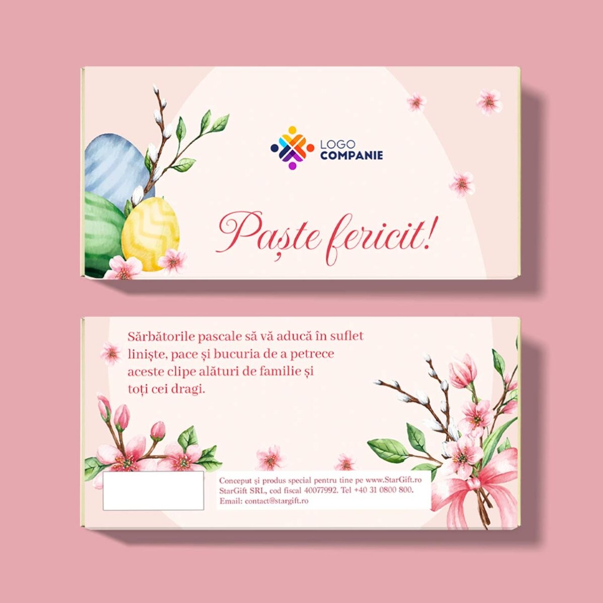 Personalised chocolate with logo and message - Easter