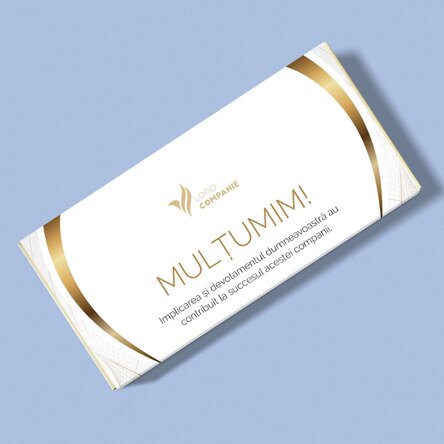 Ciocolată personalizată cu logo și text - Felicitări (White)