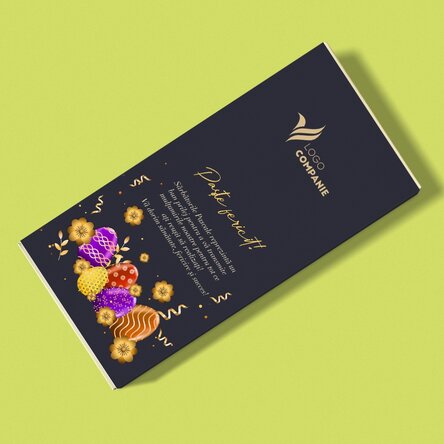 Ciocolată personalizată cu logo și text - Paște fericit!