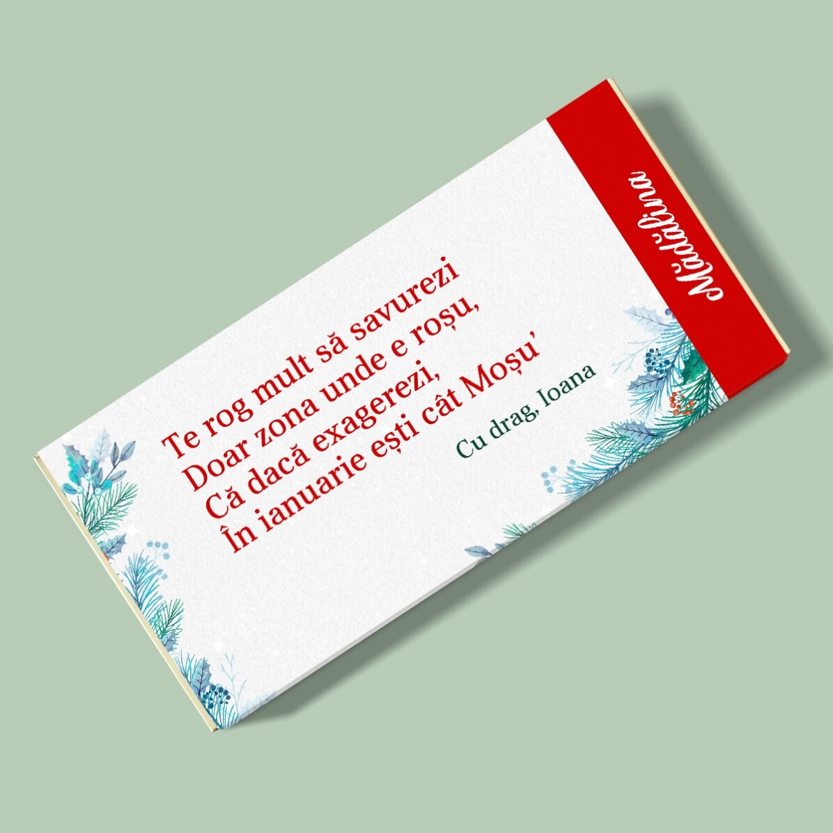 Ciocolată personalizată cu mesaj de Crăciun x Flick