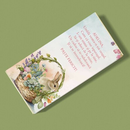 Ciocolată personalizată cu mesaj de Paște