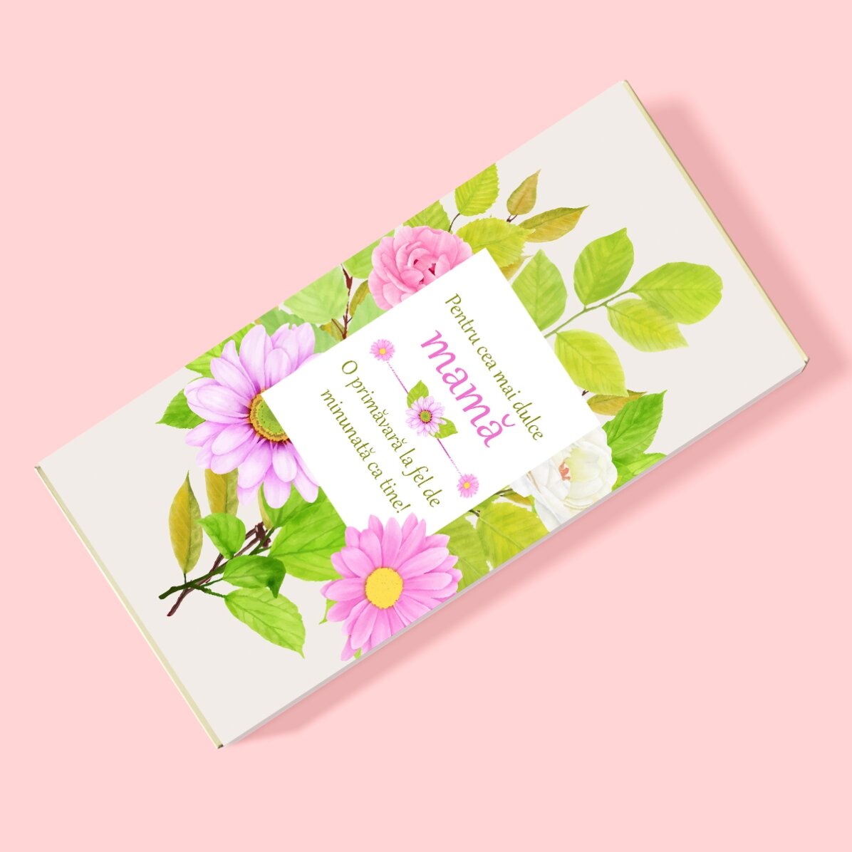 Personalised chocolate with a spring message for mum