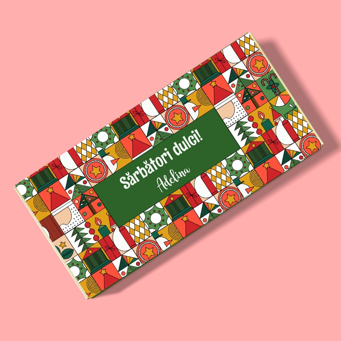 Ciocolată personalizată cu mesaj - Geometric Christmas