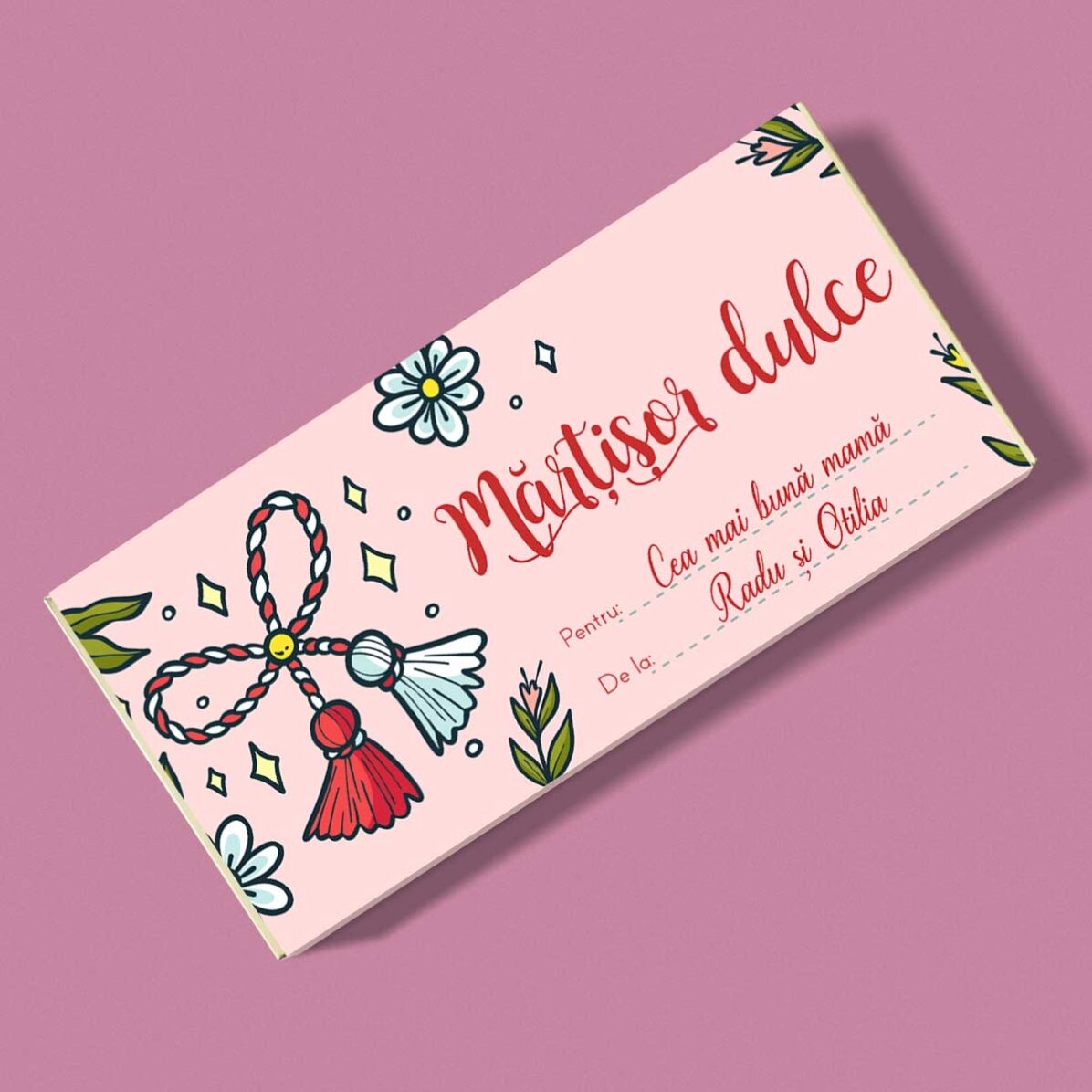 Ciocolată personalizată cu mesaj - Mărțișor dulce