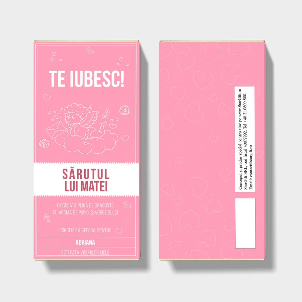 Ciocolată personalizată cu mesaj - Sărutul lui Cupidon