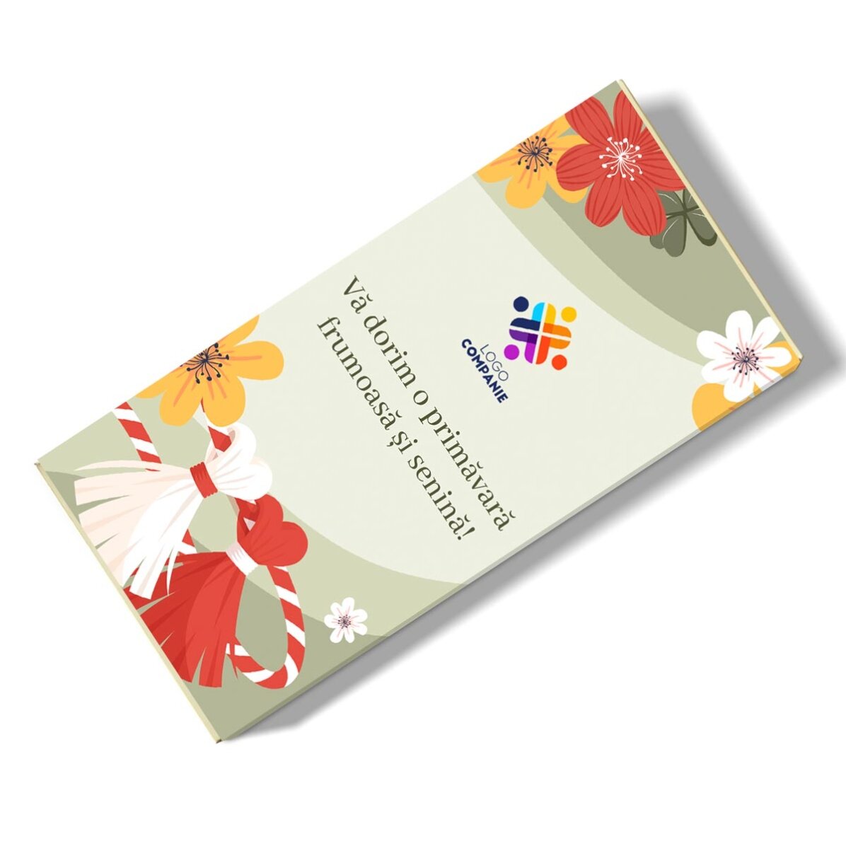 Ciocolată personalizată cu mesaj și logo - Floral 