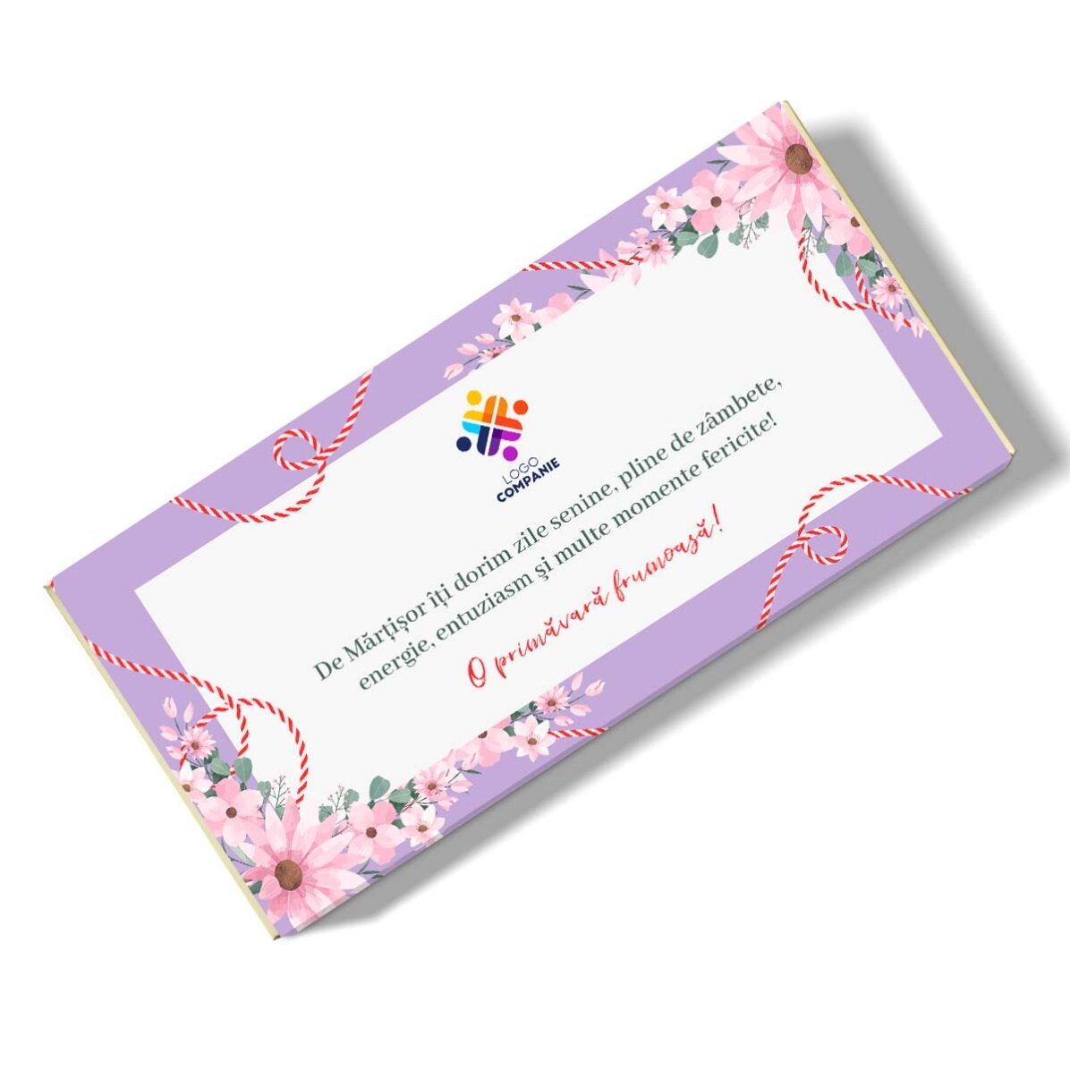 Ciocolată personalizată cu mesaj și logo - Mărțișor 