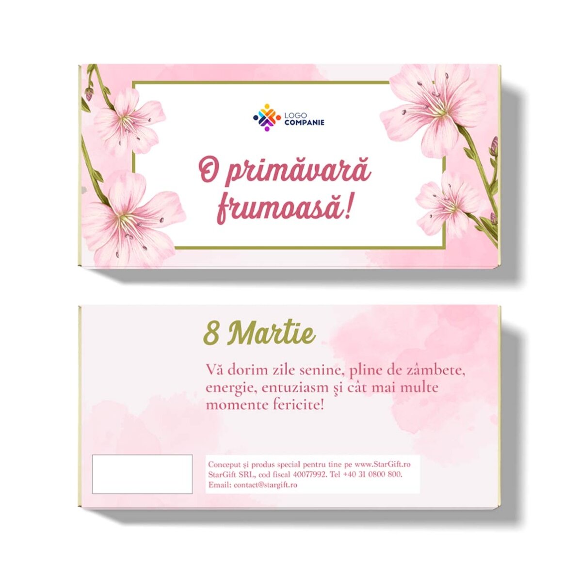 Ciocolată personalizată cu mesaj și logo - Primăvară 