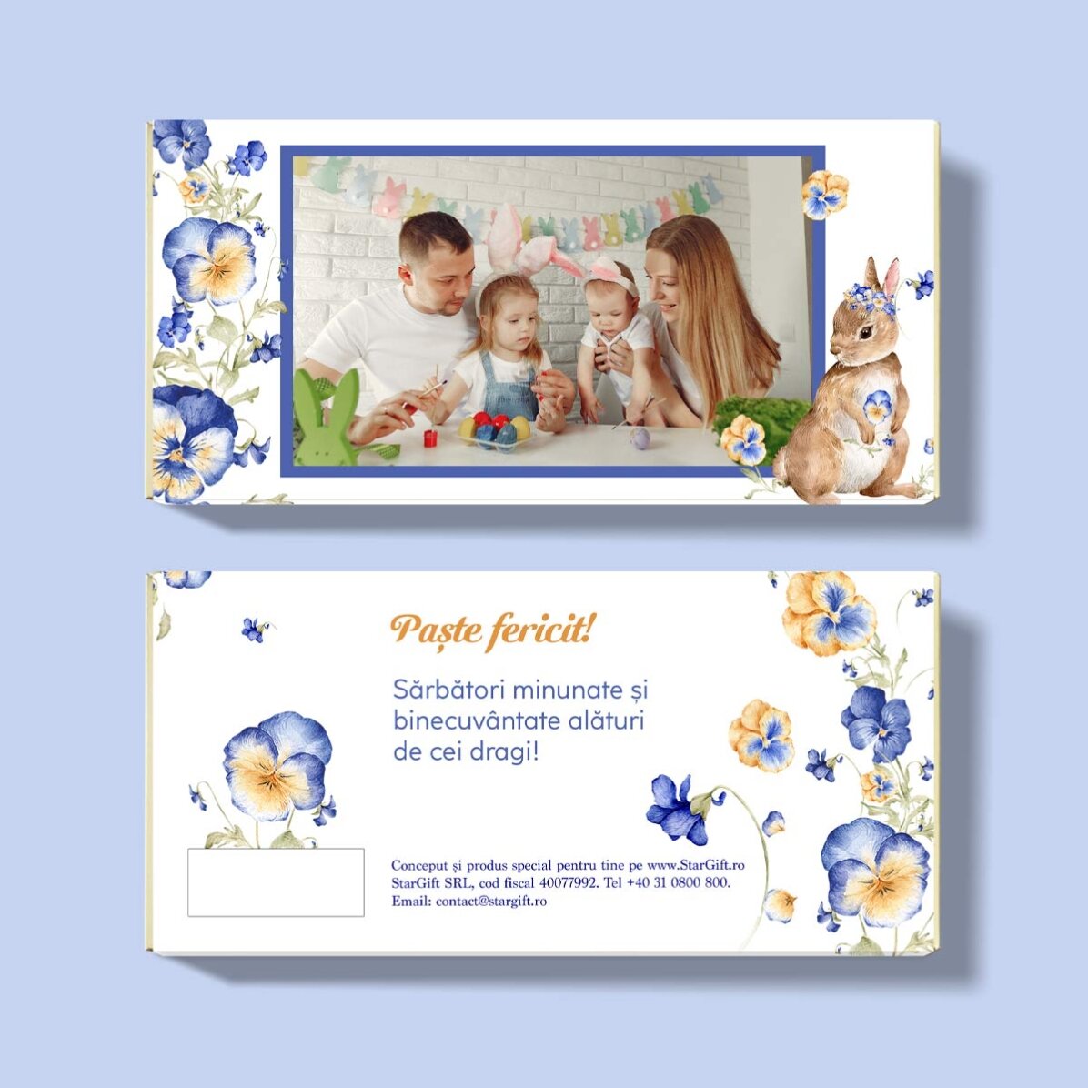 Ciocolată personalizată cu mesaj și poză - Iepuraș