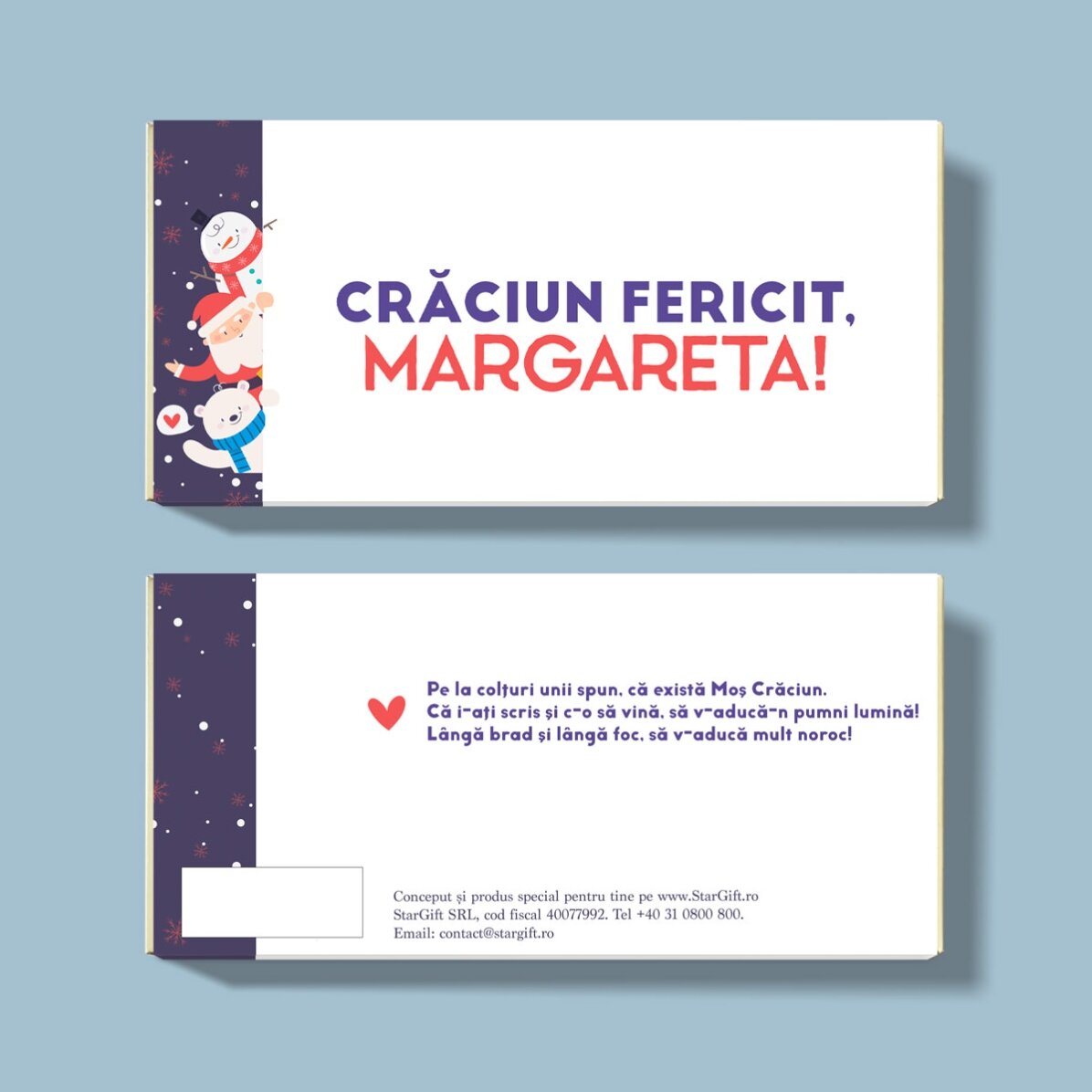 Ciocolată personalizată cu nume și mesaj - Christmas friends