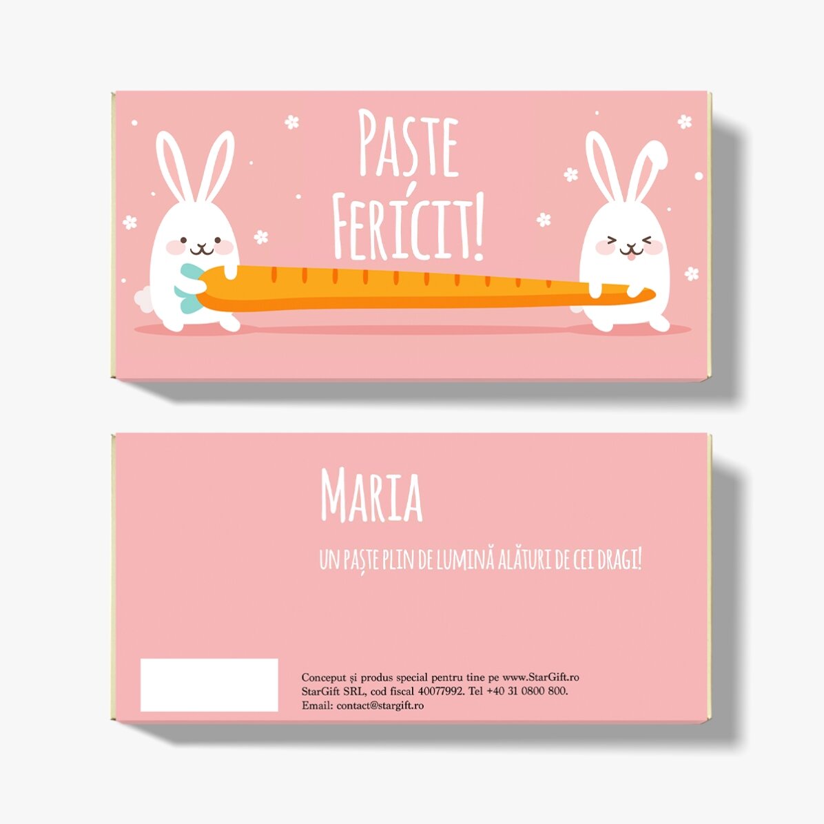 Ciocolată personalizată cu nume și mesaj - Iepurași