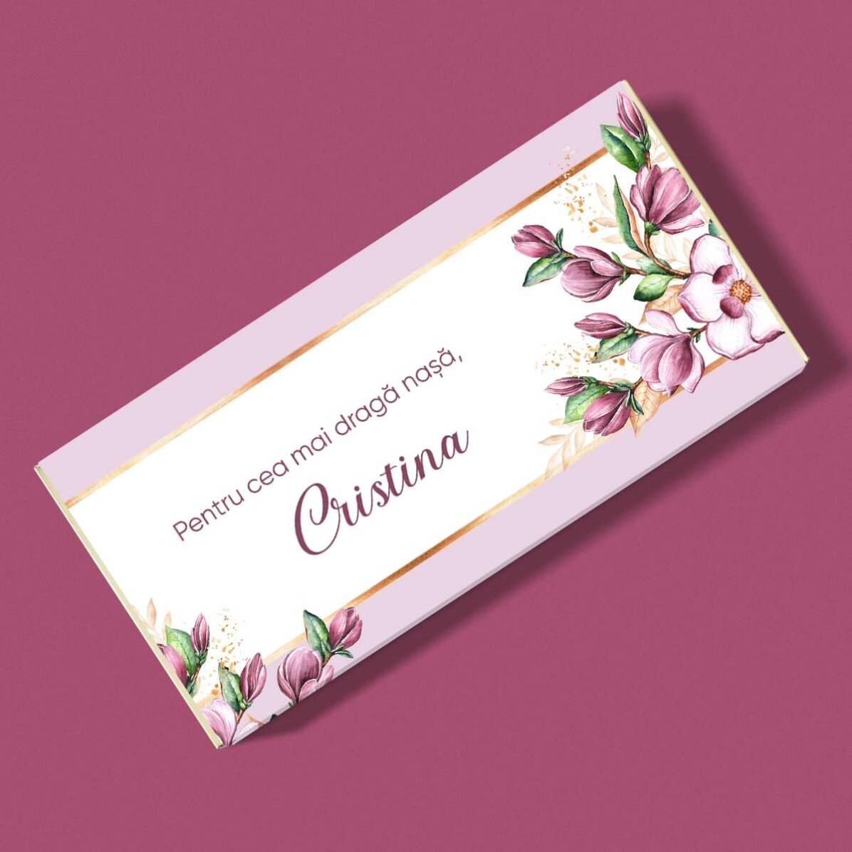 Ciocolată personalizată cu nume și mesaj - O primăvară frumoasă