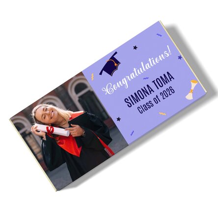 Personalised chocolate with a photo and message - Graduation