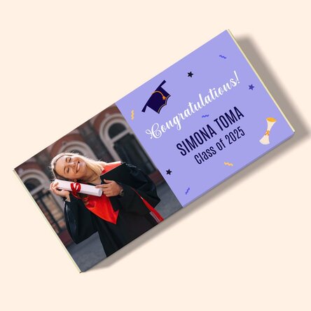 Ciocolată personalizată cu o poză și mesaj - Absolvire
