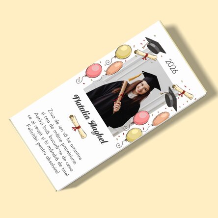 Personalised chocolate with a photo and text - Graduation