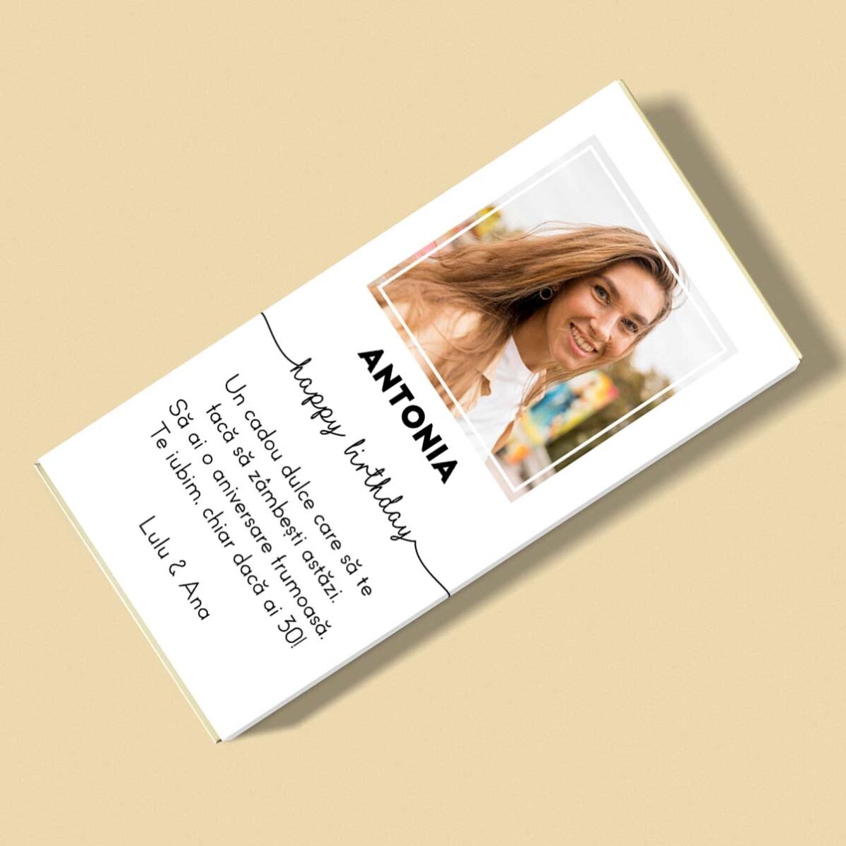 Ciocolată personalizată cu o poză și text - Zi de naștere