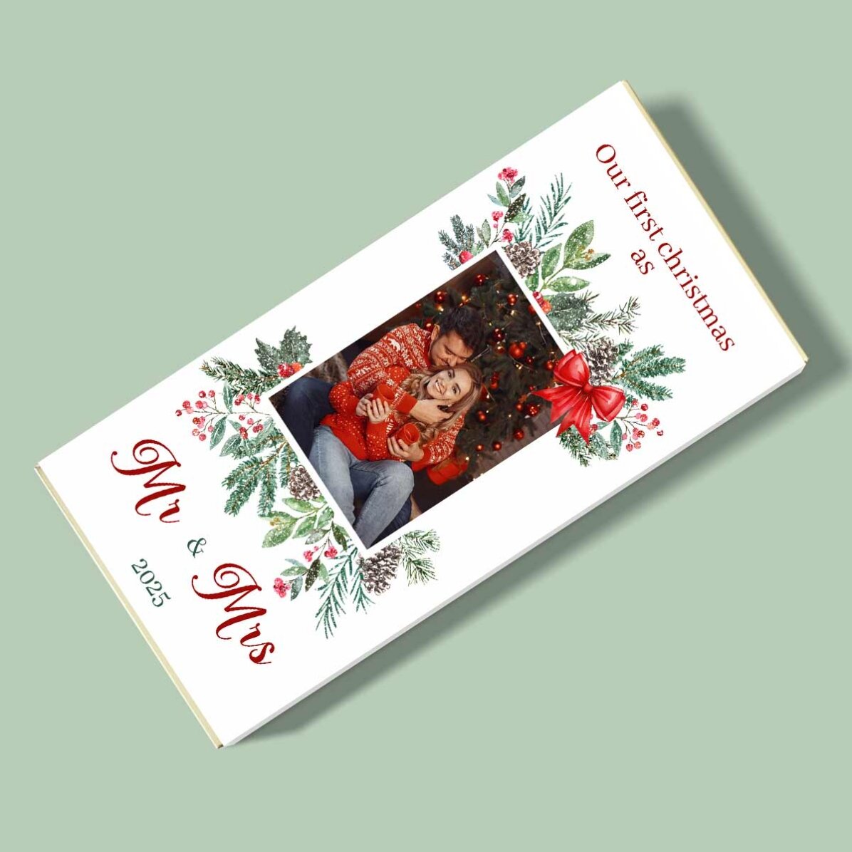 Ciocolată personalizată cu poză și mesaj  - Our first christmas