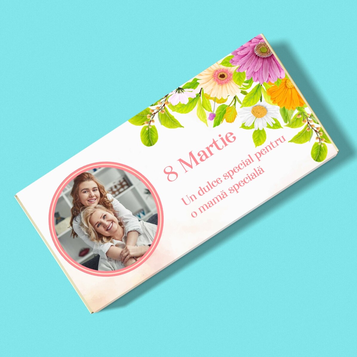 Personalised chocolate with photo and text - Spring flowers