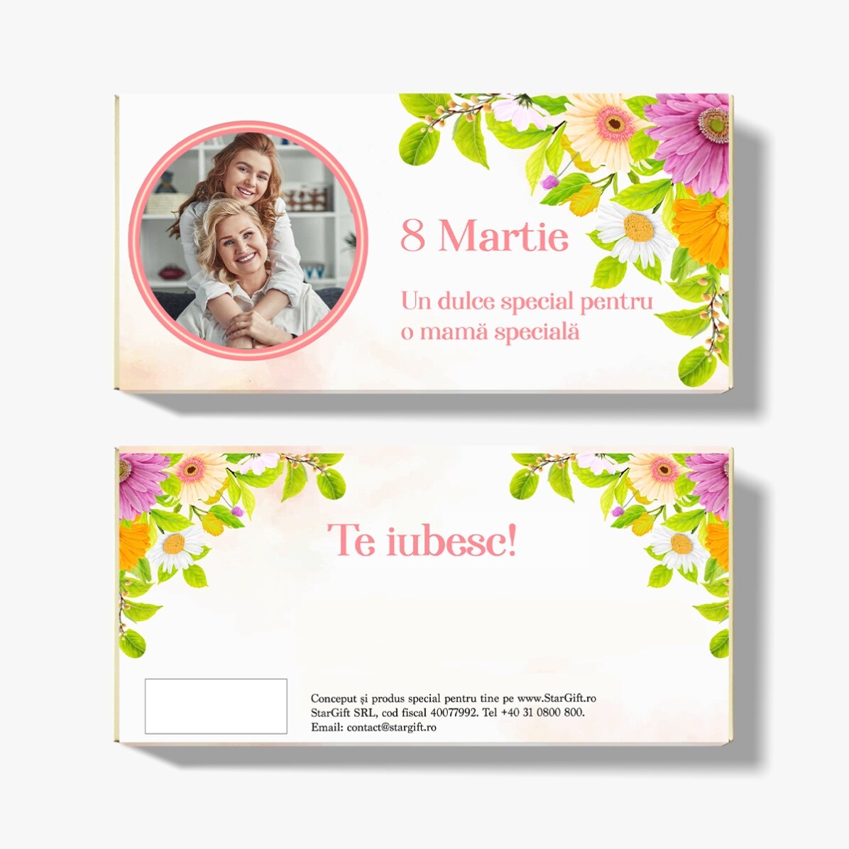 Personalised chocolate with photo and text - Spring flowers