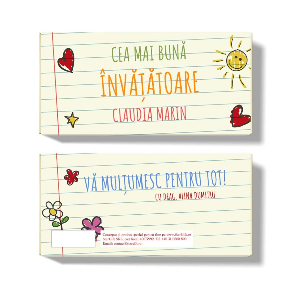 Ciocolată personalizată cu text - Cea mai bună învățătoare