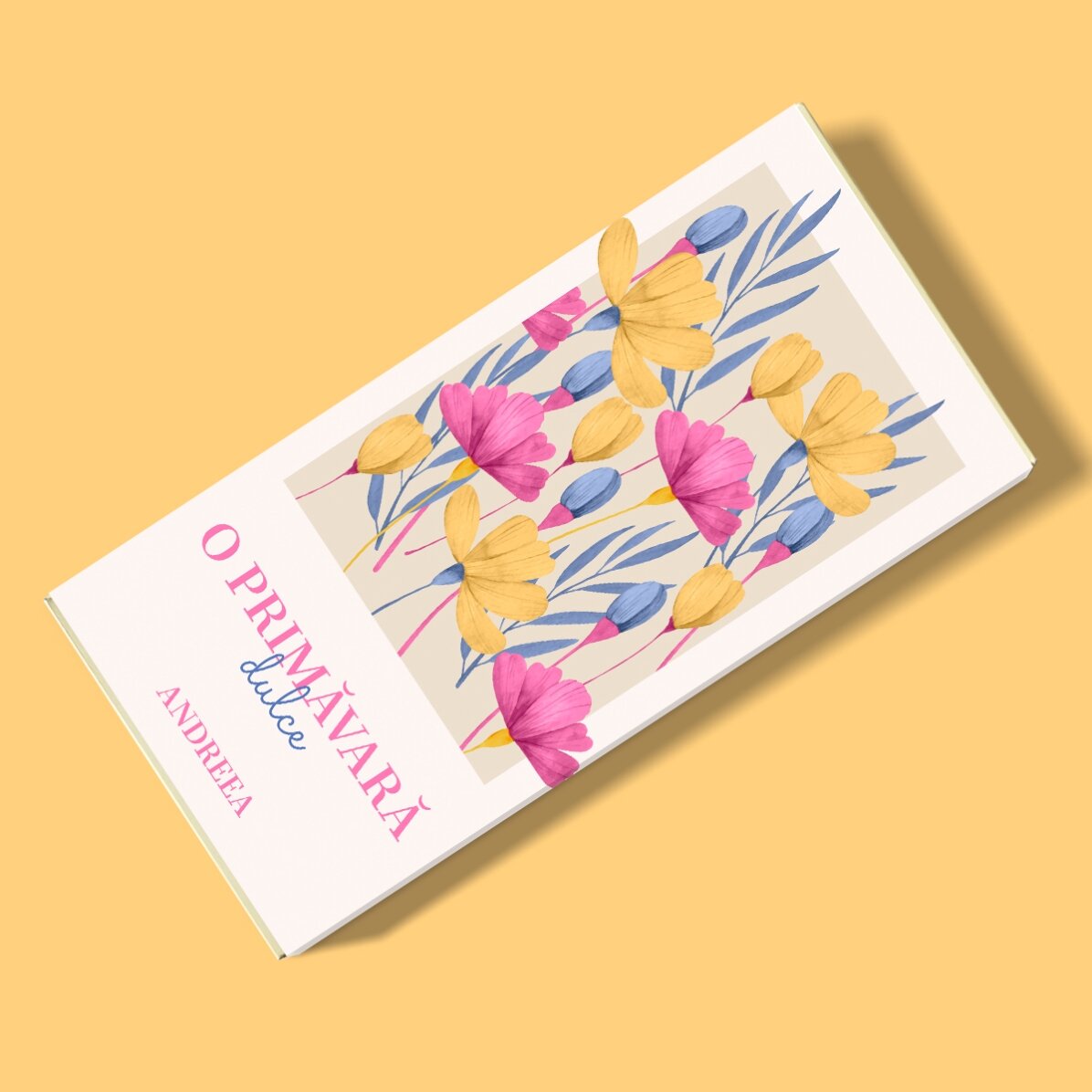 Ciocolată personalizată cu text - Flori de primăvară