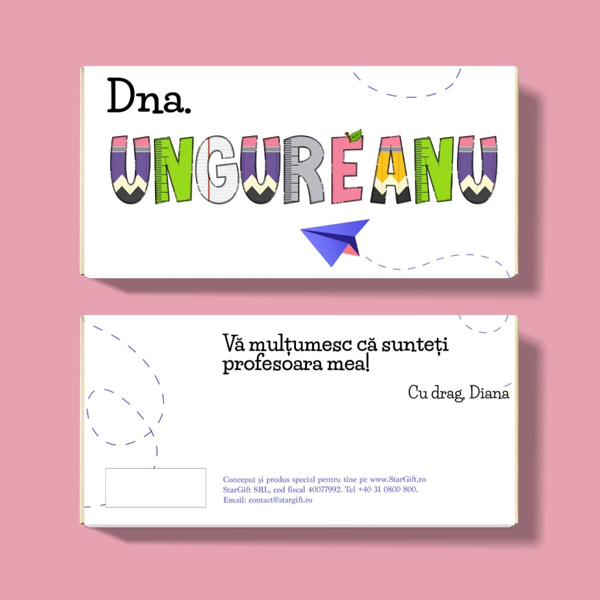 Ciocolată personalizată cu text - Mulțumesc!