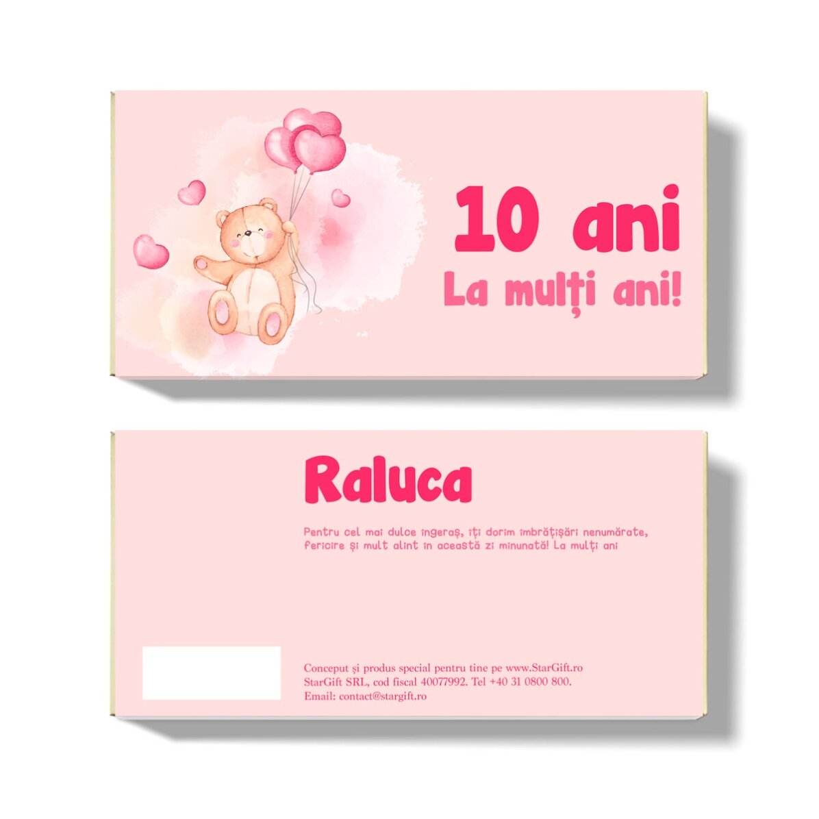 Ciocolată personalizată cu text pentru copii - Ursuleț