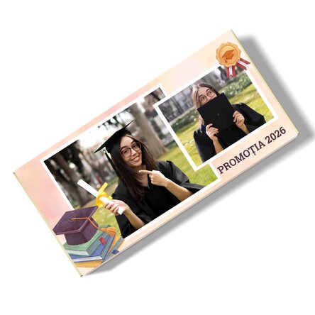 Personalised chocolate with text and 2 photos - Graduation
