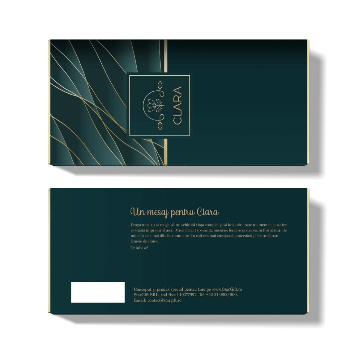 Personalised chocolate with text and message - Gold accents