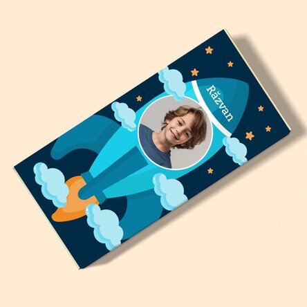 Ciocolată personalizată cu text și poză - Astronaut
