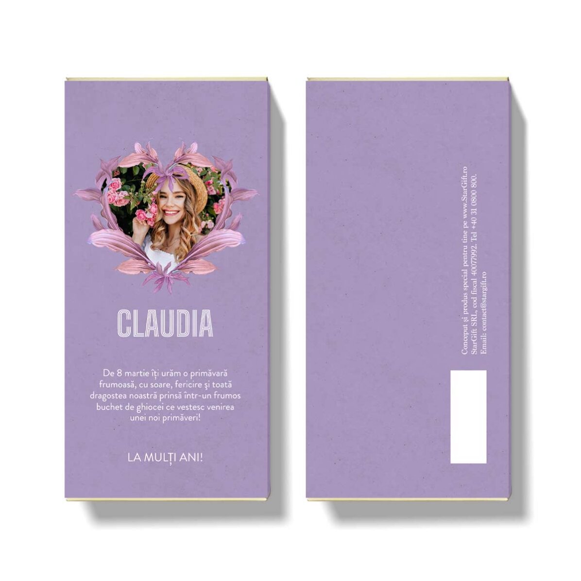 Ciocolată personalizată cu text și poză - Primăvară frumoasă