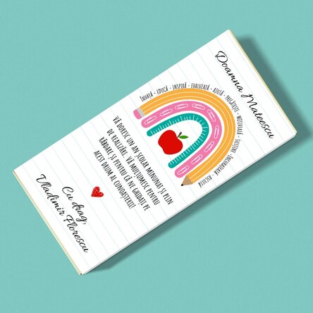 Ciocolată personalizată cu text - Urare pentru profesori