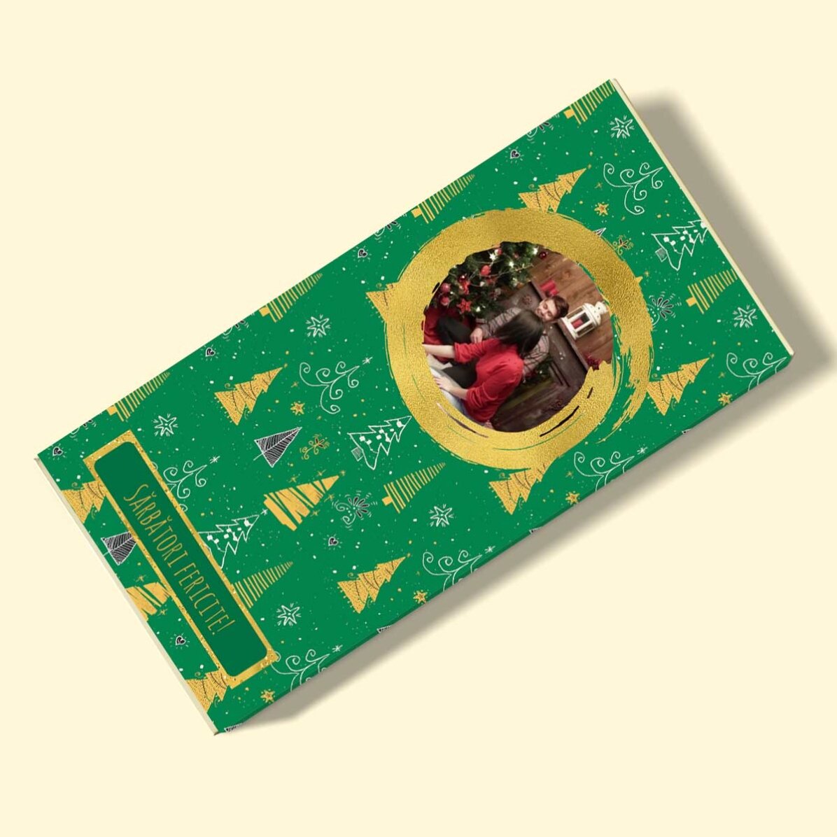 Ciocolată personalizată de Crăciun - Green Pattern