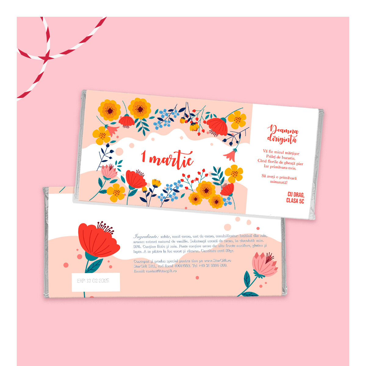 Ciocolată personalizată pentru Mărțișor