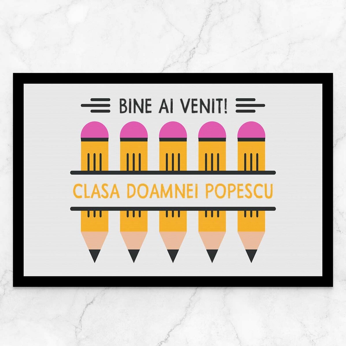 Covoraș de intrare personalizat cu mesaj - Creioane