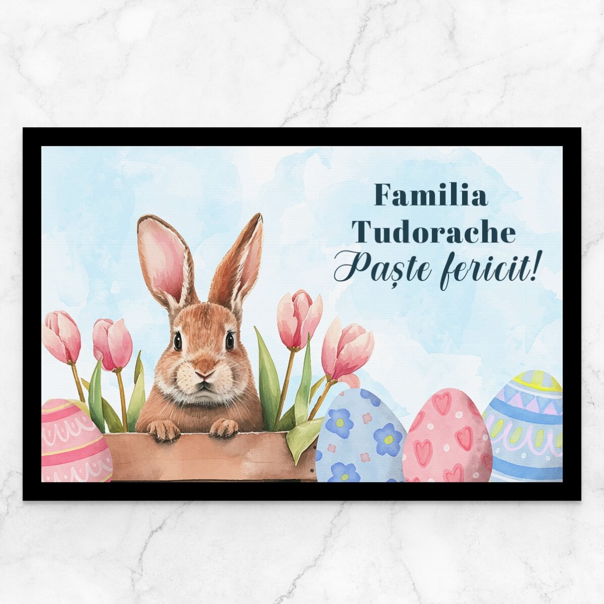 Personalised entrance mat with text - Cute bunny