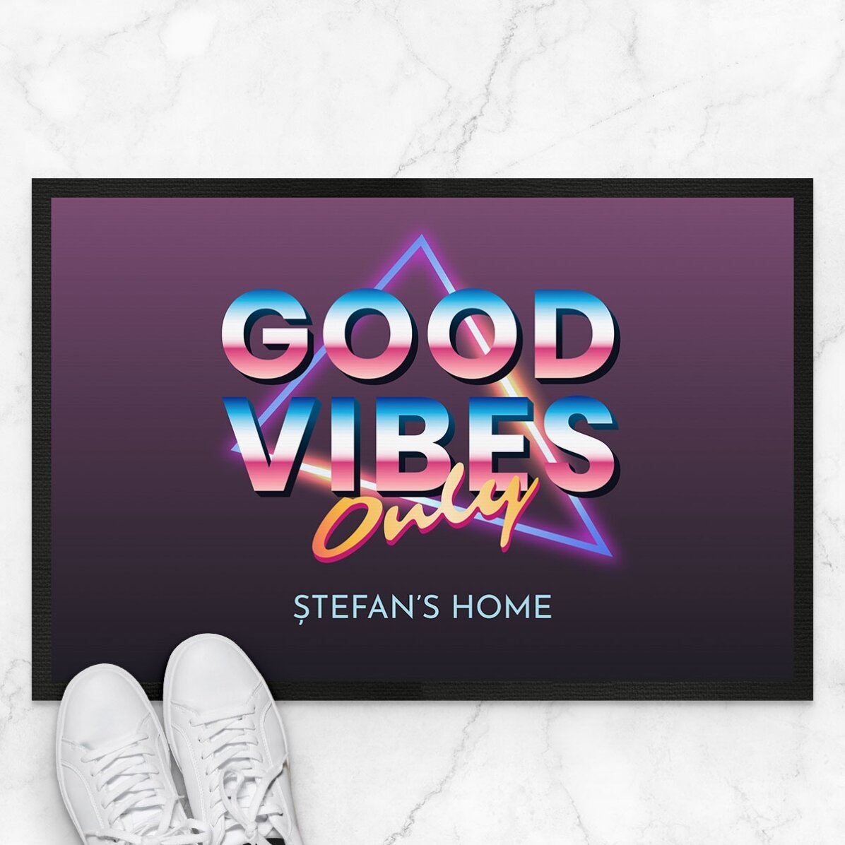 Covoraș de intrare personalizat cu text - Good vibes only