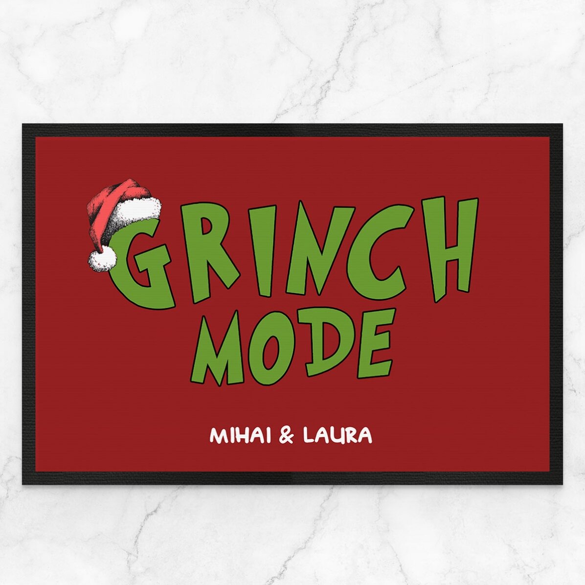 Covoraș de intrare personalizat cu text - Grinch Mode