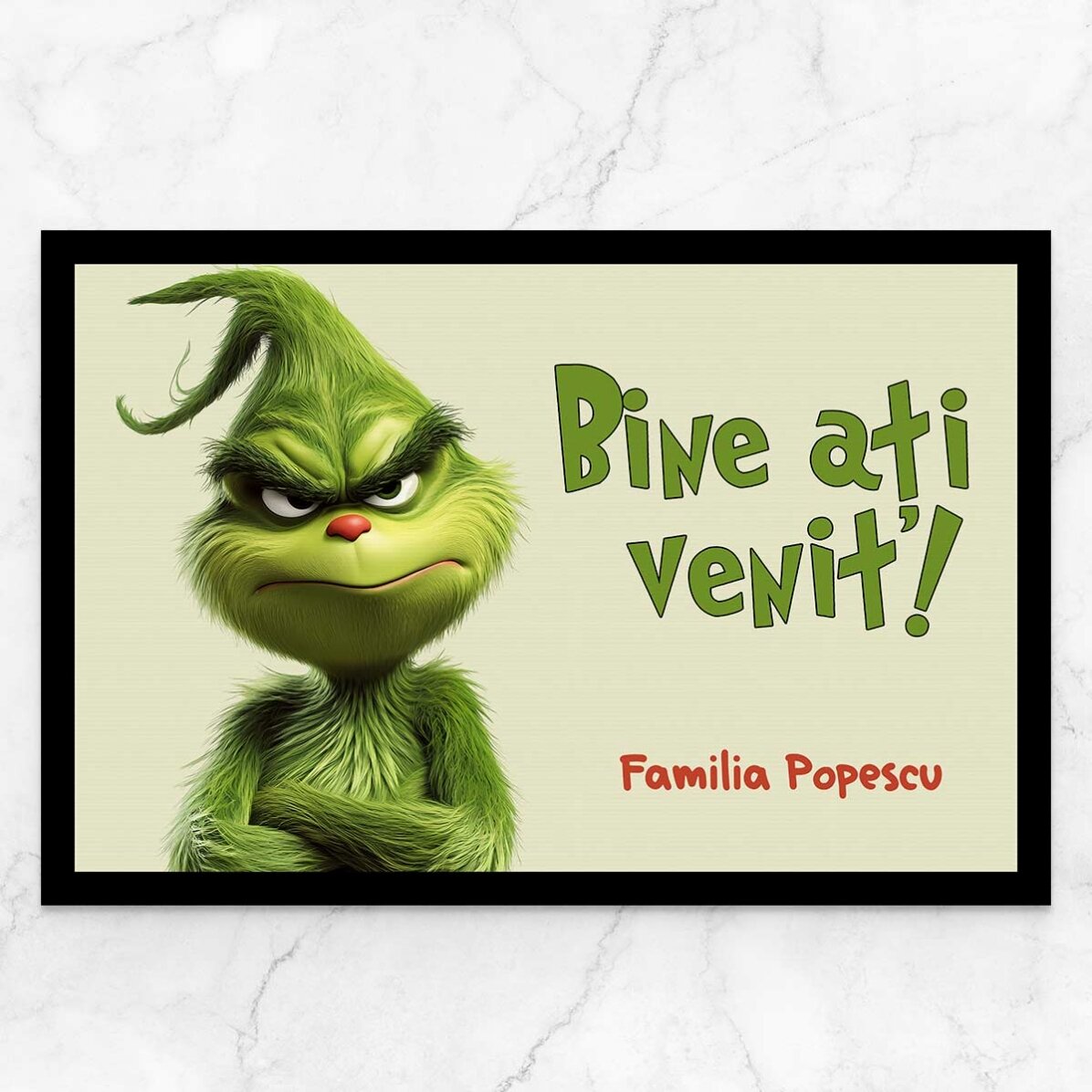 Covoraș de intrare personalizat cu text  - Grinch