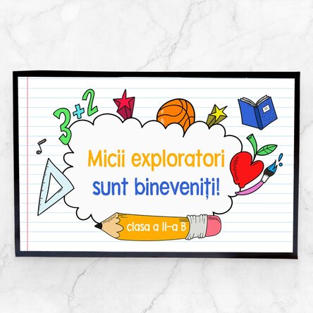 Covoraș de intrare personalizat cu text - Micii exploratori