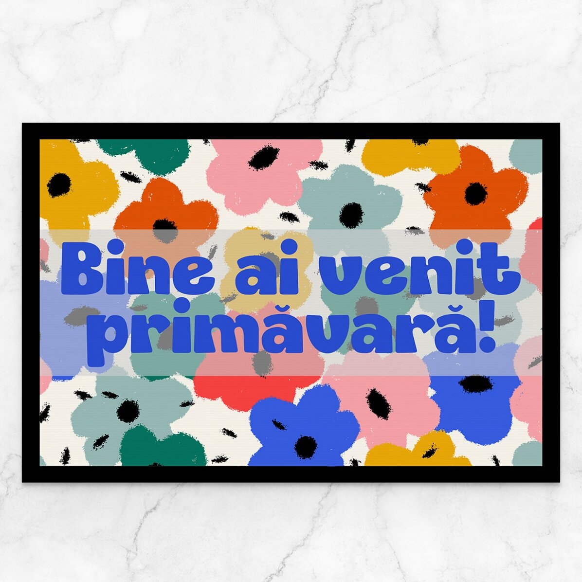 Covoraș de intrare personalizat cu text - Painted flowers